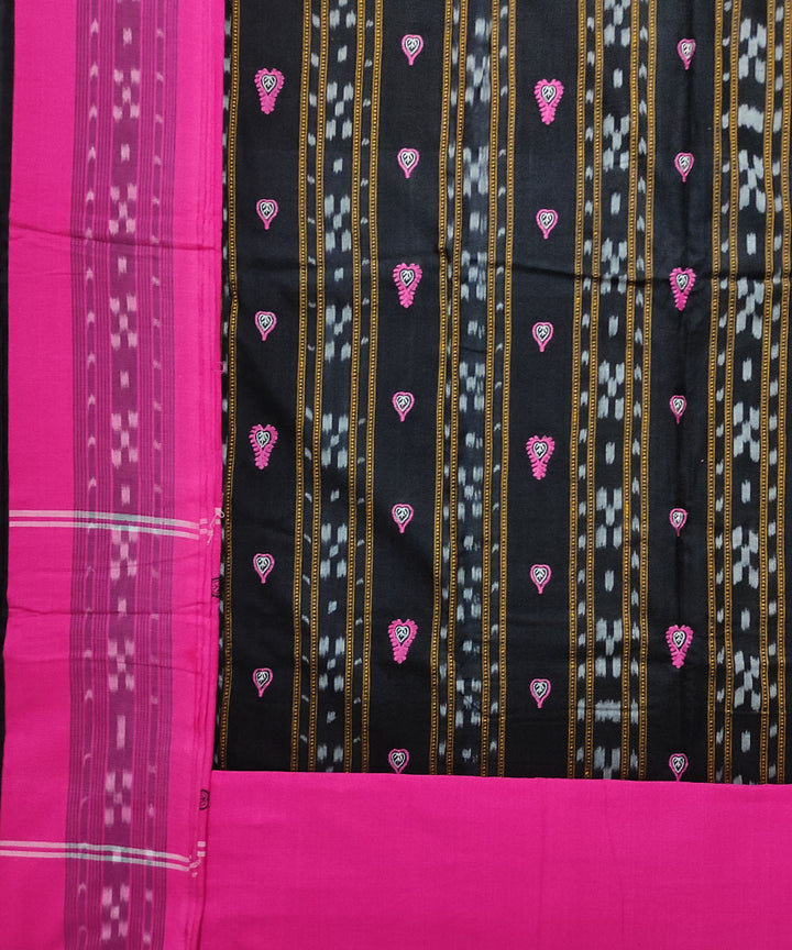 Black pink handloom cotton bomkai dress material