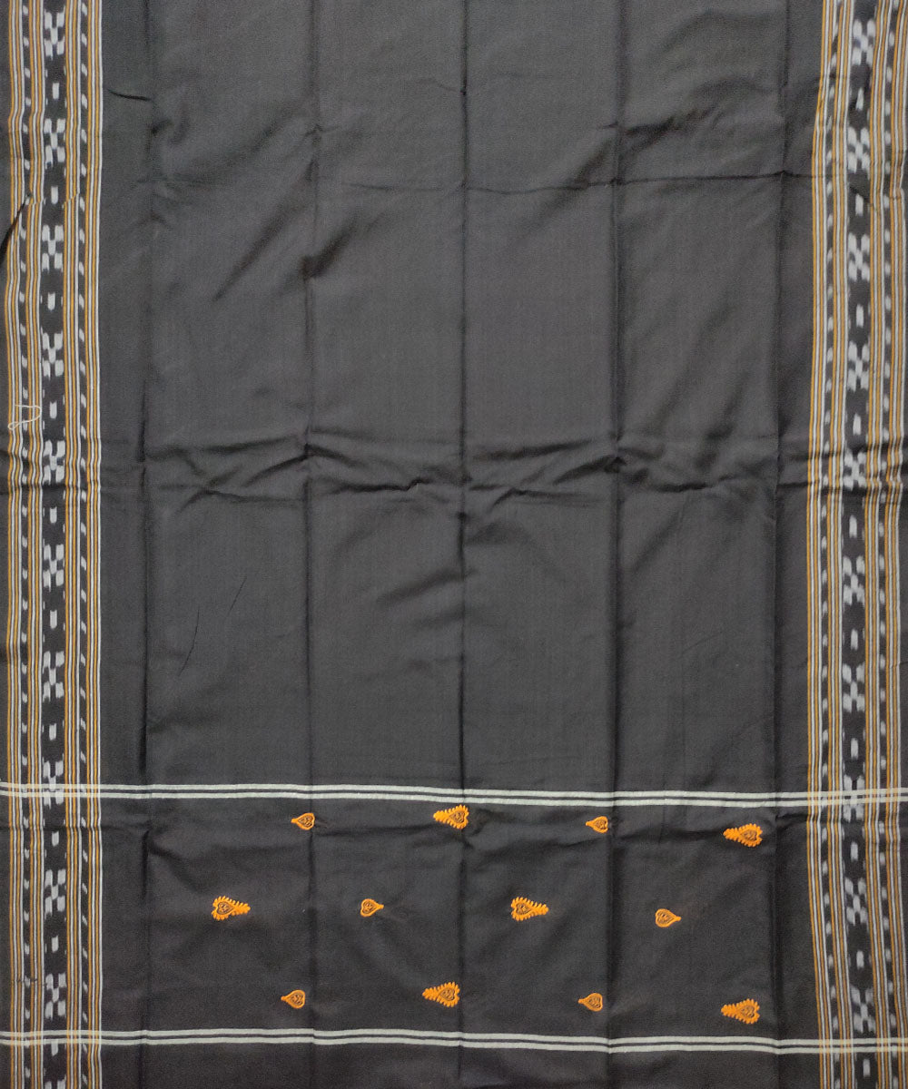 Yellow black handloom cotton bomkai dress material