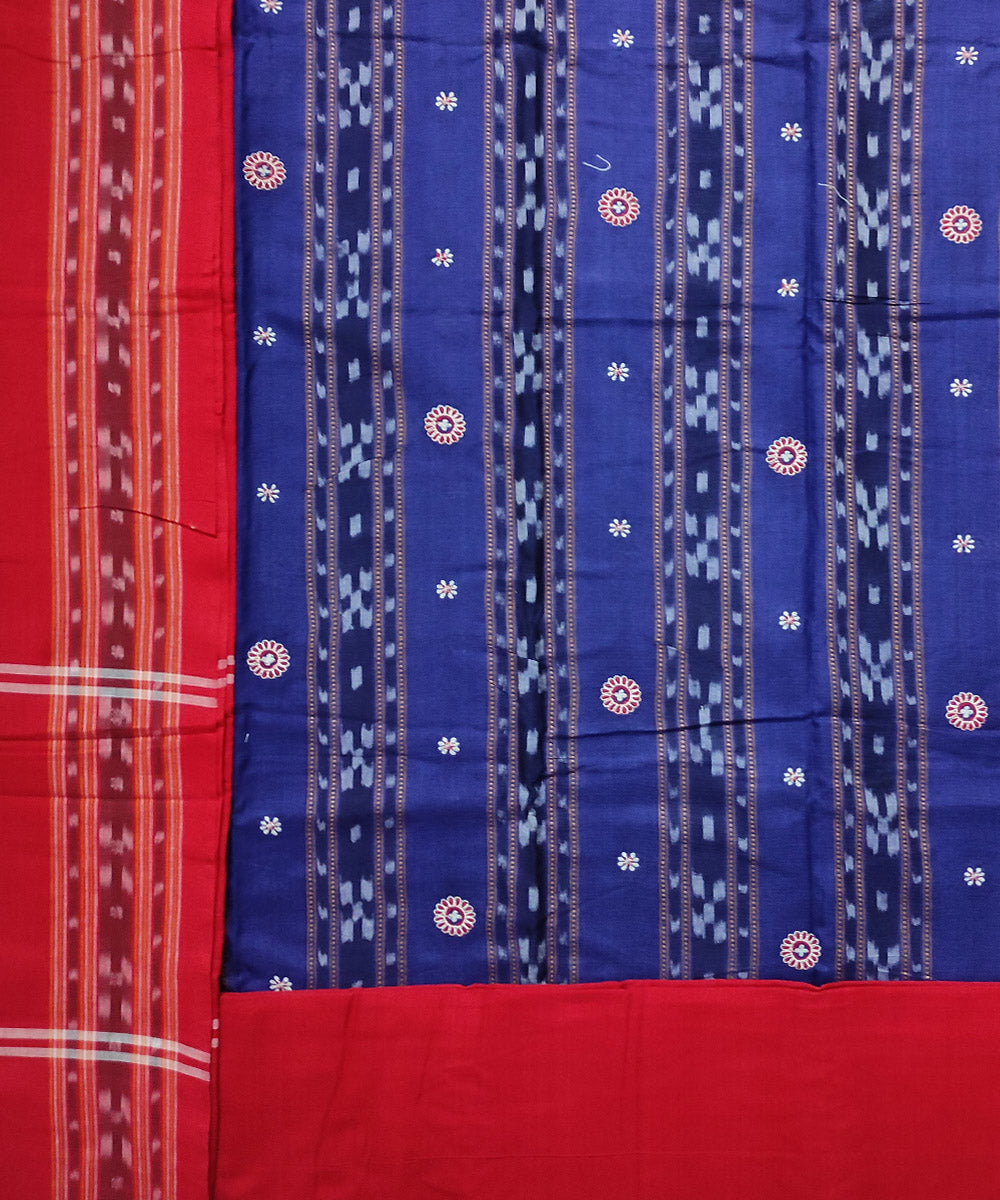 Navy blue red handloom cotton bomkai dress material