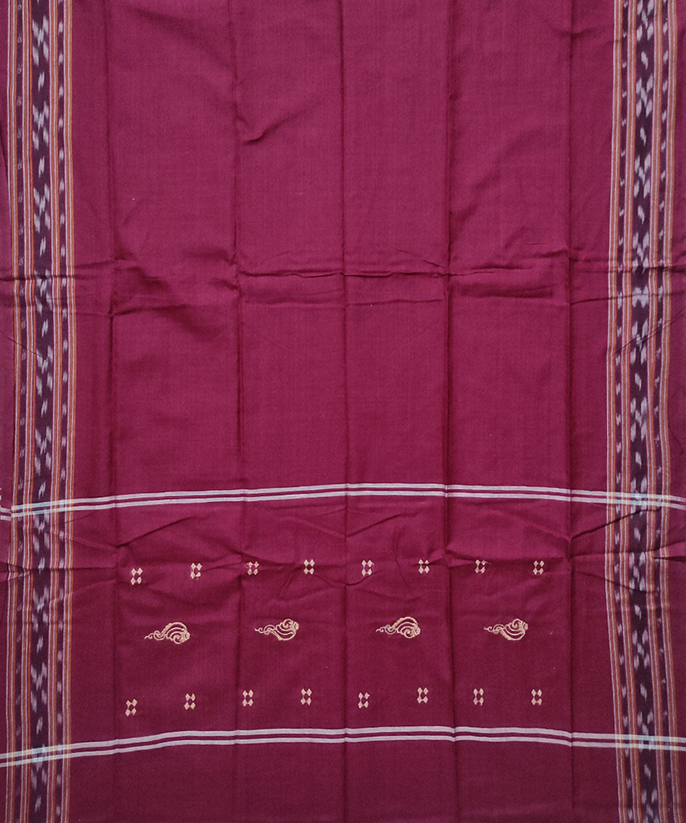 Peach maroon handloom cotton bomkai dress material