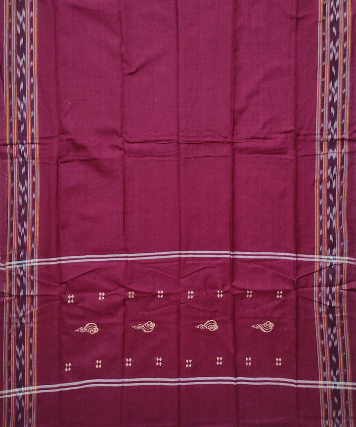 Peach maroon handloom cotton bomkai dress material