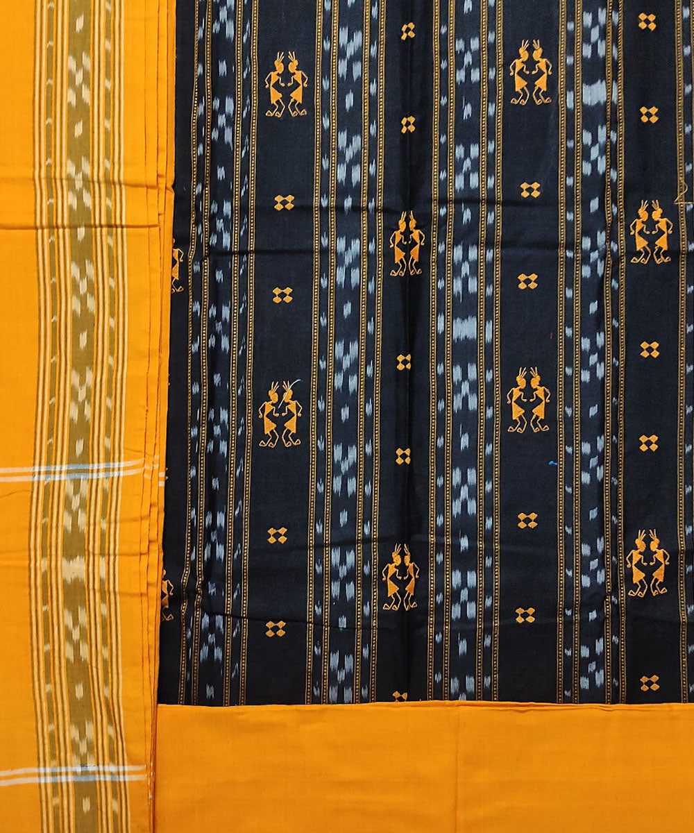 Black yellow handloom cotton bomkai dress material