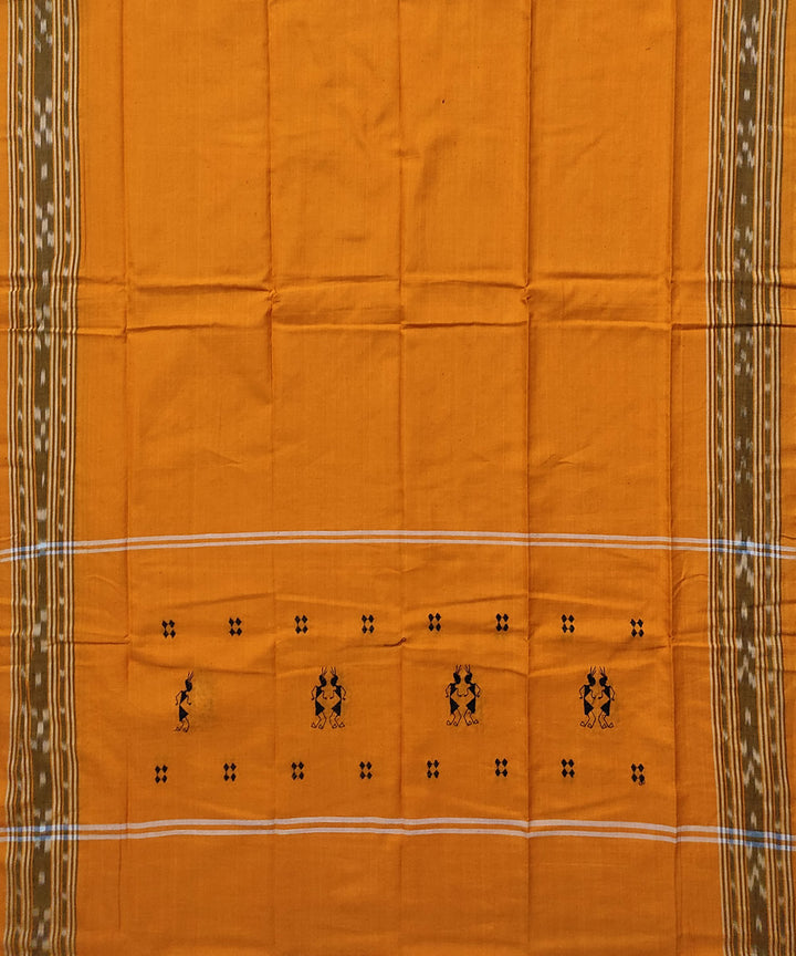 Black yellow handloom cotton bomkai dress material