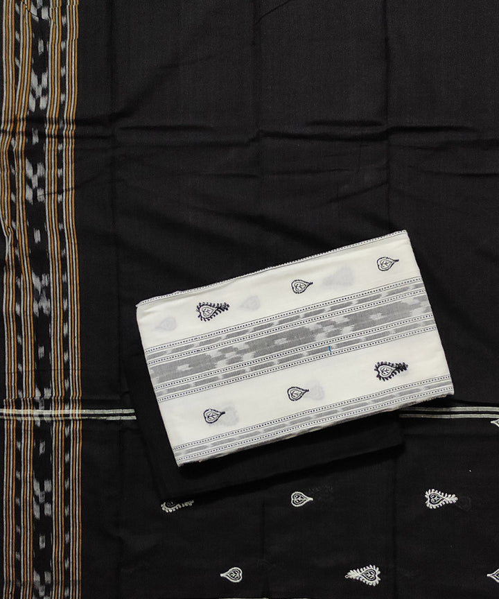 White black handloom cotton bomkai dress material