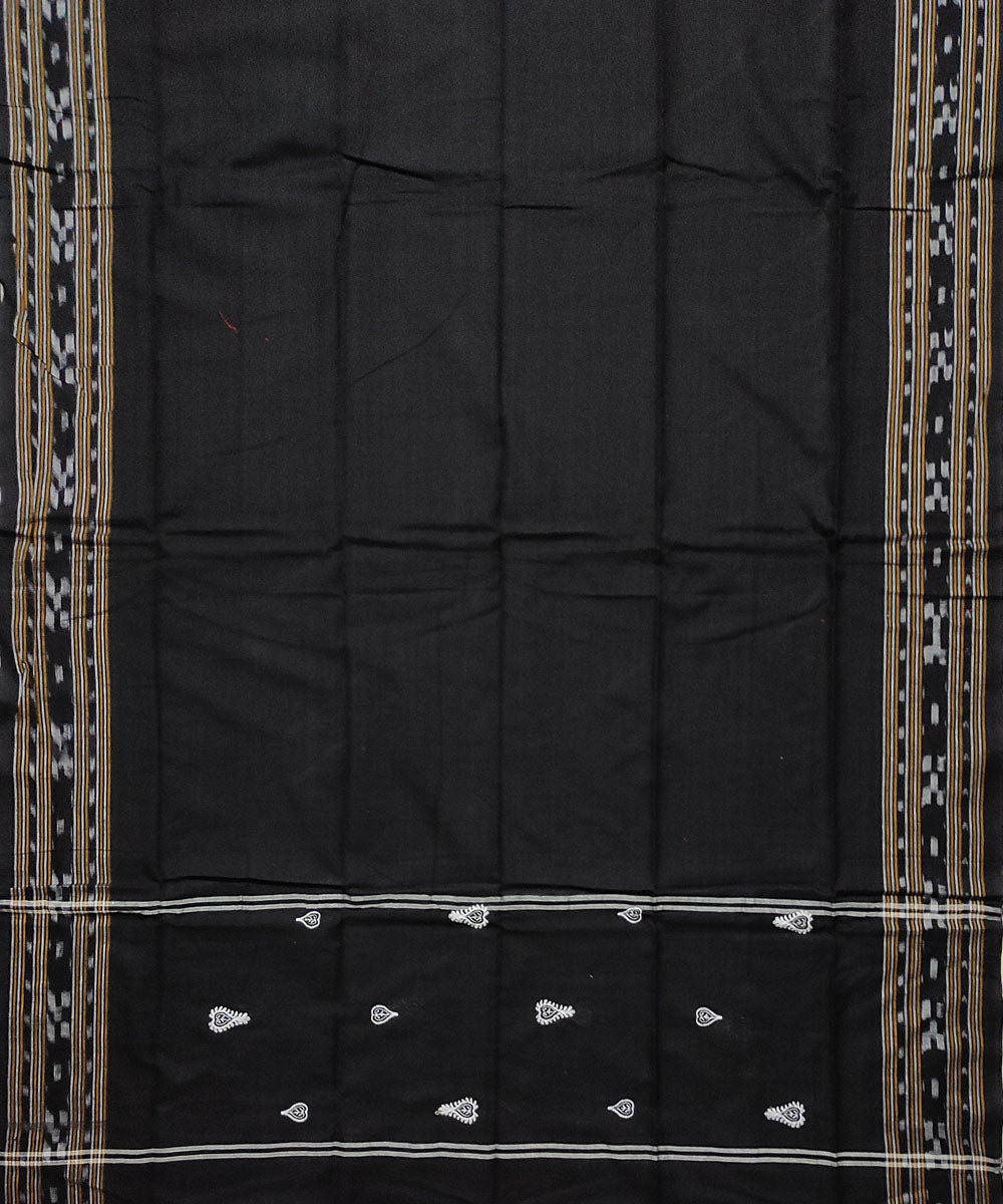 White black handloom cotton bomkai dress material