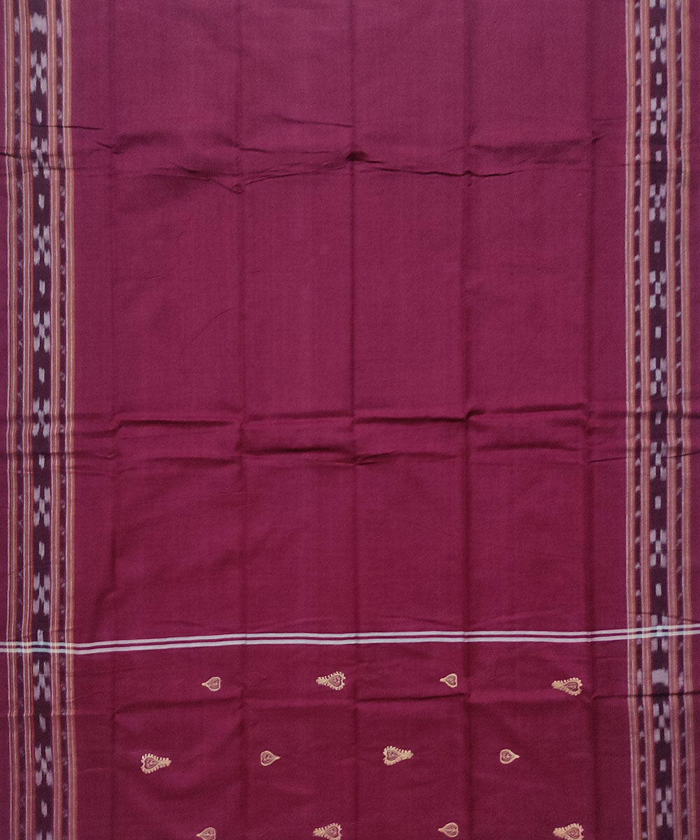 Peach maroon cotton handloom bomkai dress material