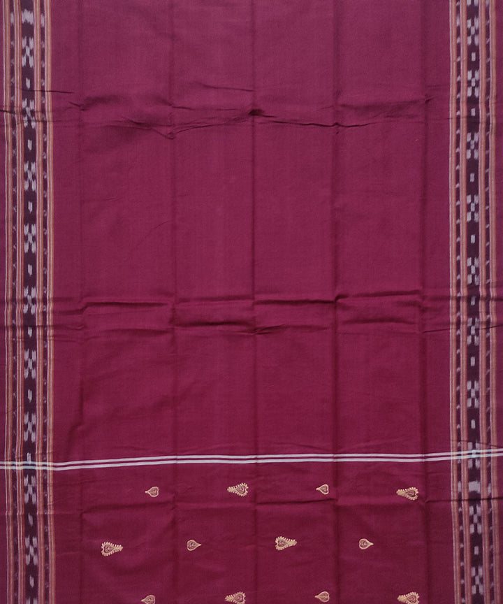 Peach maroon cotton handloom bomkai dress material