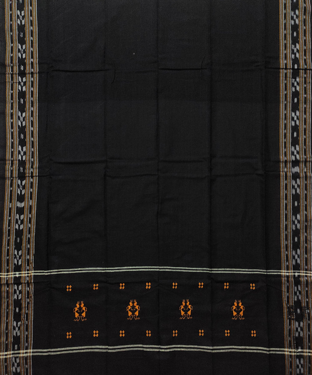 Yellow black cotton handloom bomkai dress material