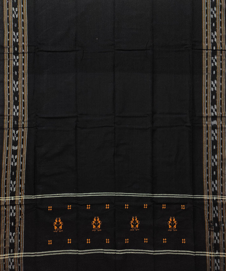 Yellow black cotton handloom bomkai dress material