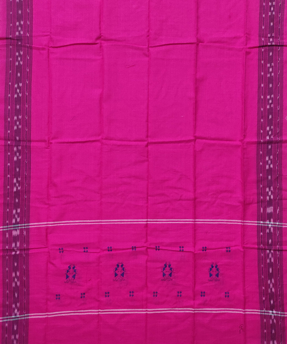 Navy blue pink handloom cotton sambalpuri dress material