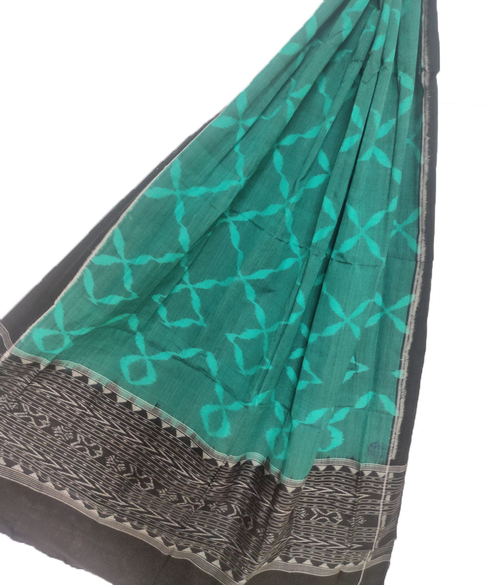 Teel green black handloom cotton sambalpuri dupatta