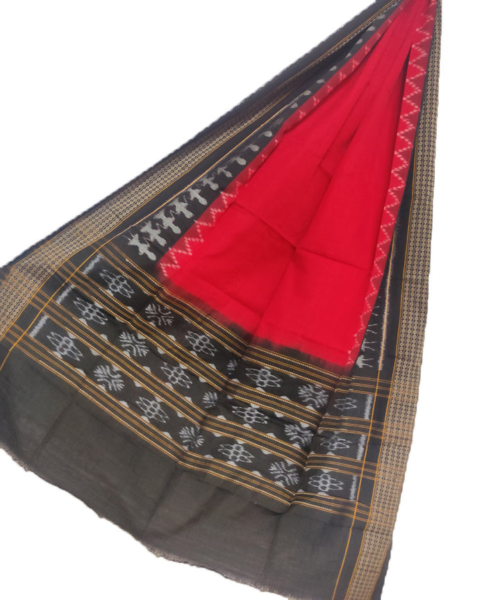 Red black handloom cotton sambalpuri dupatta