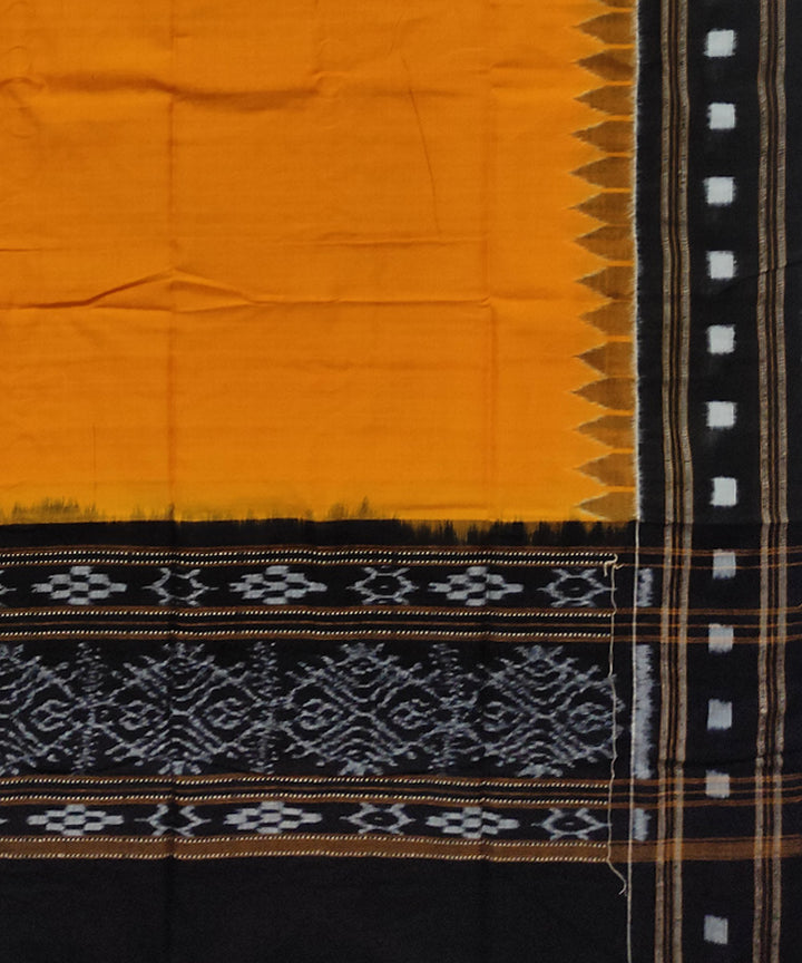 Mustard black handloom cotton sambalpuri dupatta