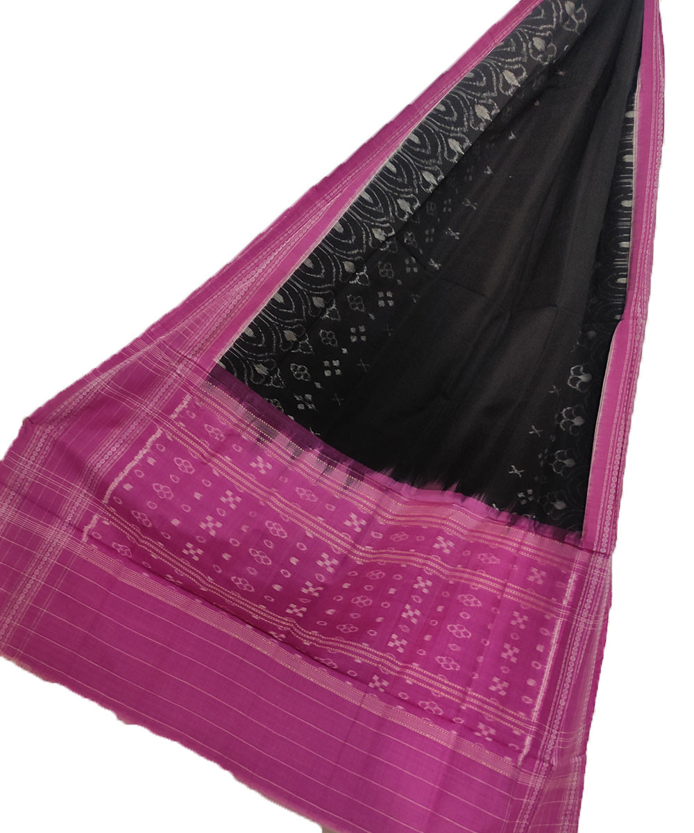 Black magenta handloom cotton sambalpuri dupatta