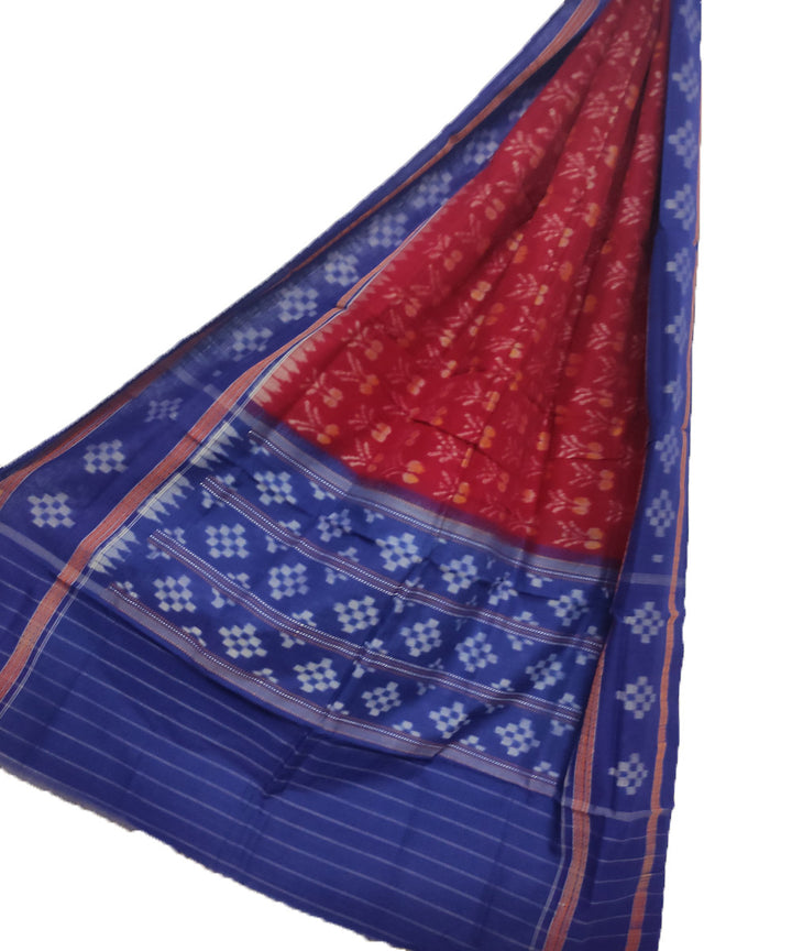 Maroon blue handloom cotton sambalpuri dupatta