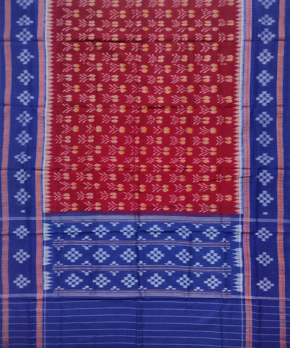 Maroon blue handloom cotton sambalpuri dupatta