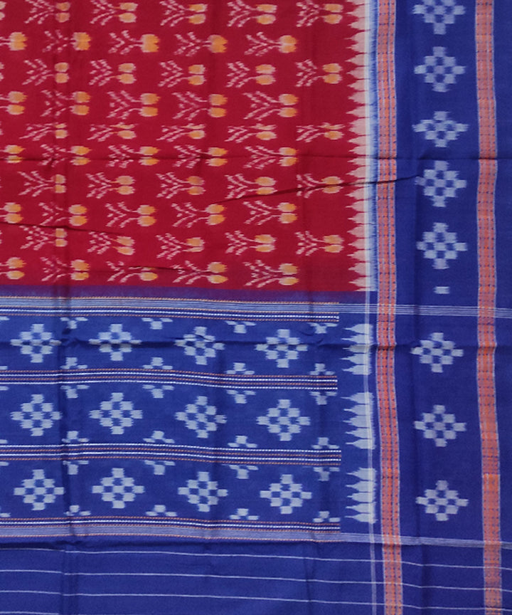 Maroon blue handloom cotton sambalpuri dupatta