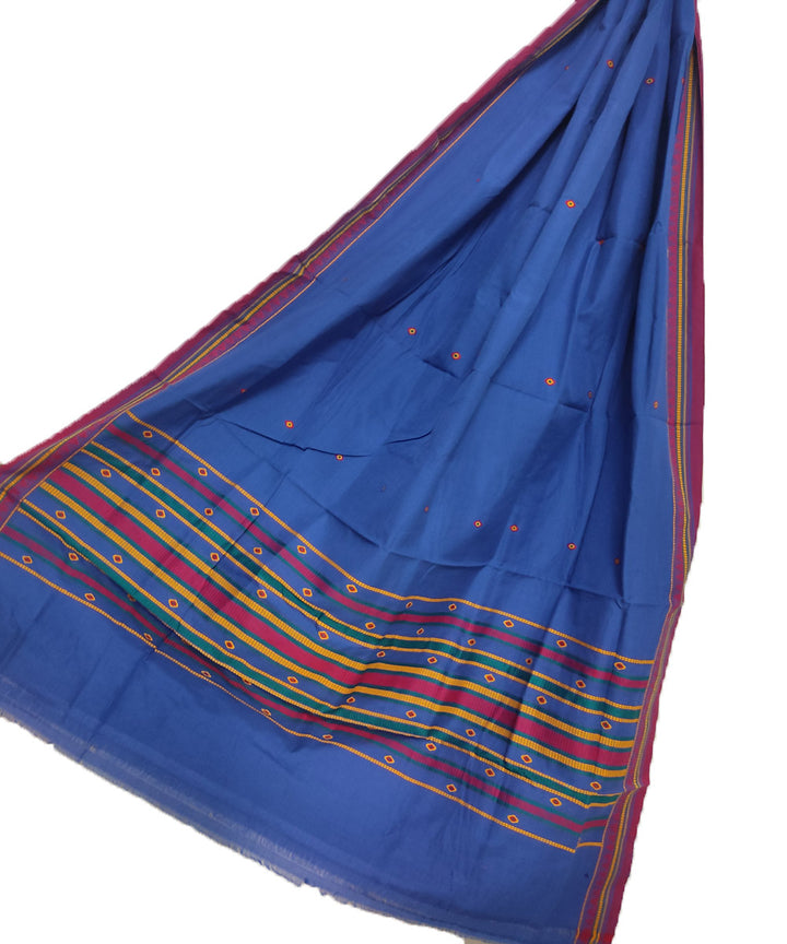 Blue maroon handloom cotton dongoria dupatta