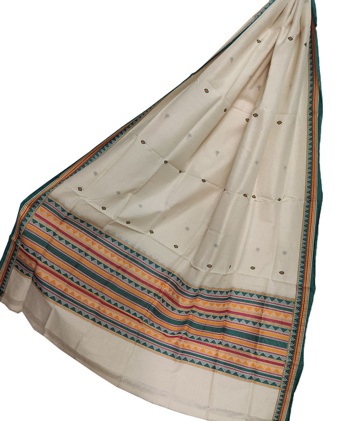 Off white handloom cotton dongoria dupatta
