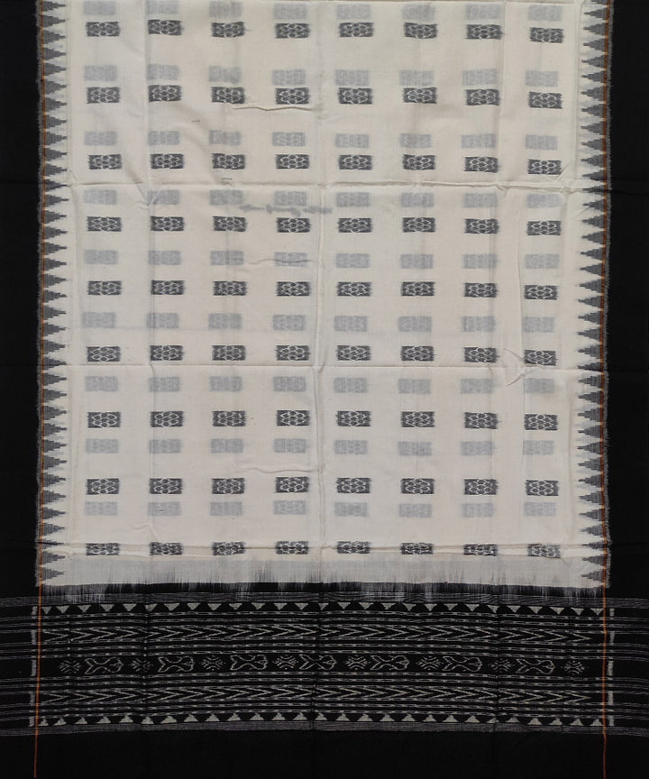 Off white black handloom cotton sambalpuri dupatta