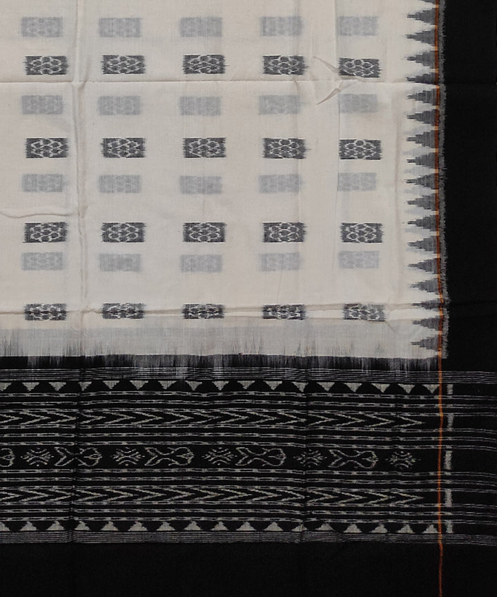 Off white black handloom cotton sambalpuri dupatta