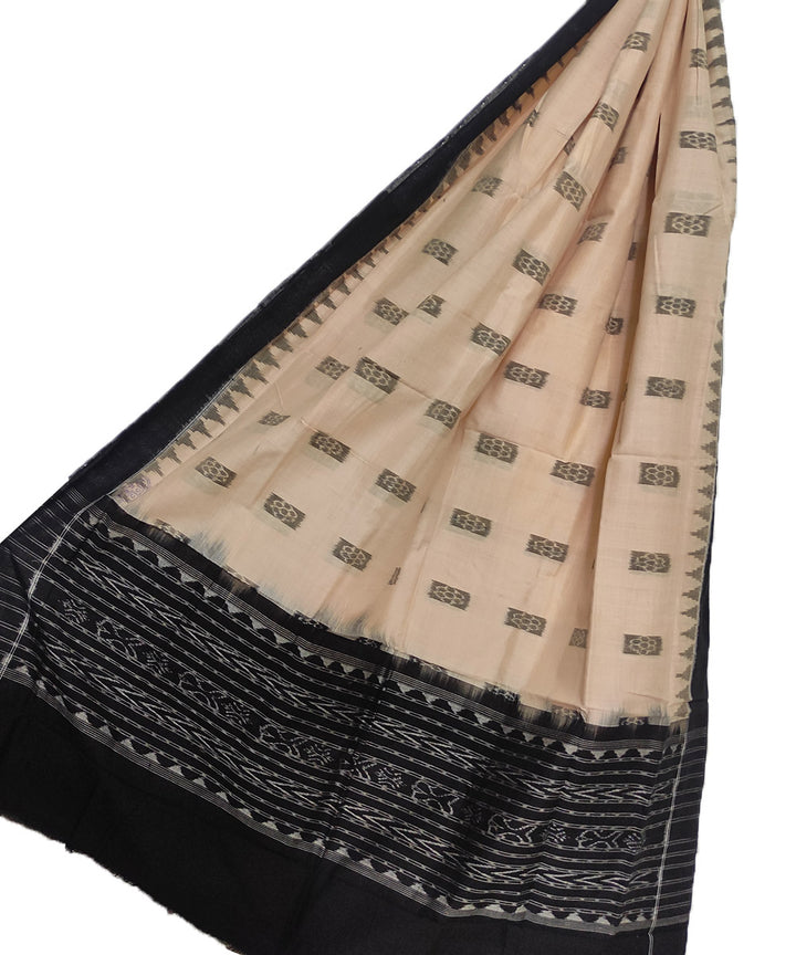 Cream black handloom cotton sambalpuri dupatta