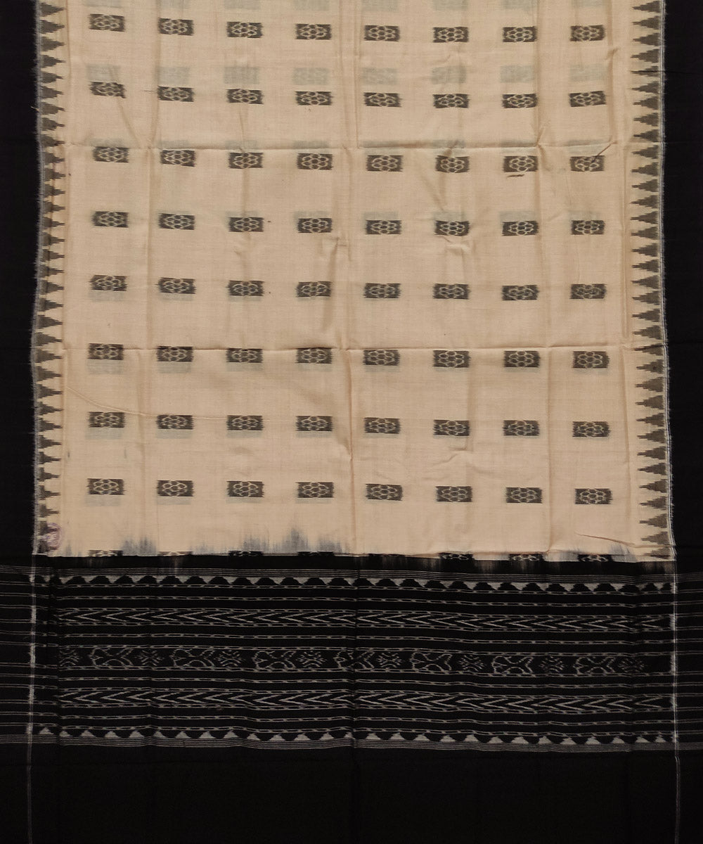 Cream black handloom cotton sambalpuri dupatta