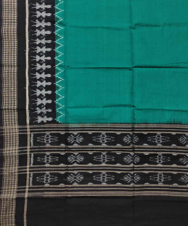 Teal green black handwoven cotton sambalpuri dupatta