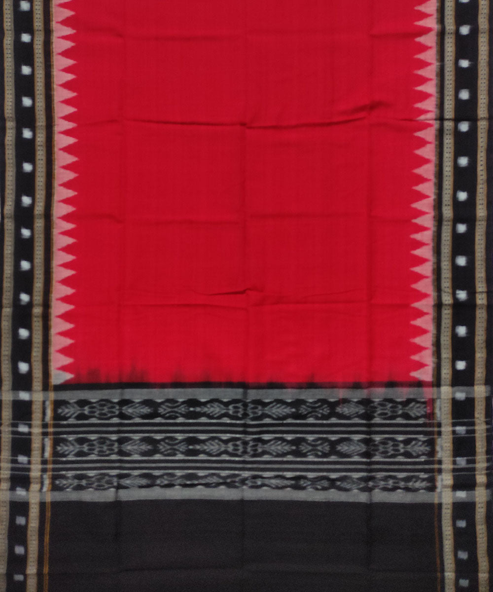 Red black cotton handwoven sambalpuri dupatta