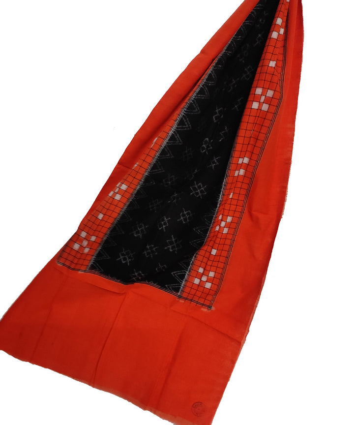 Orange black handloom cotton sambalpuri stole