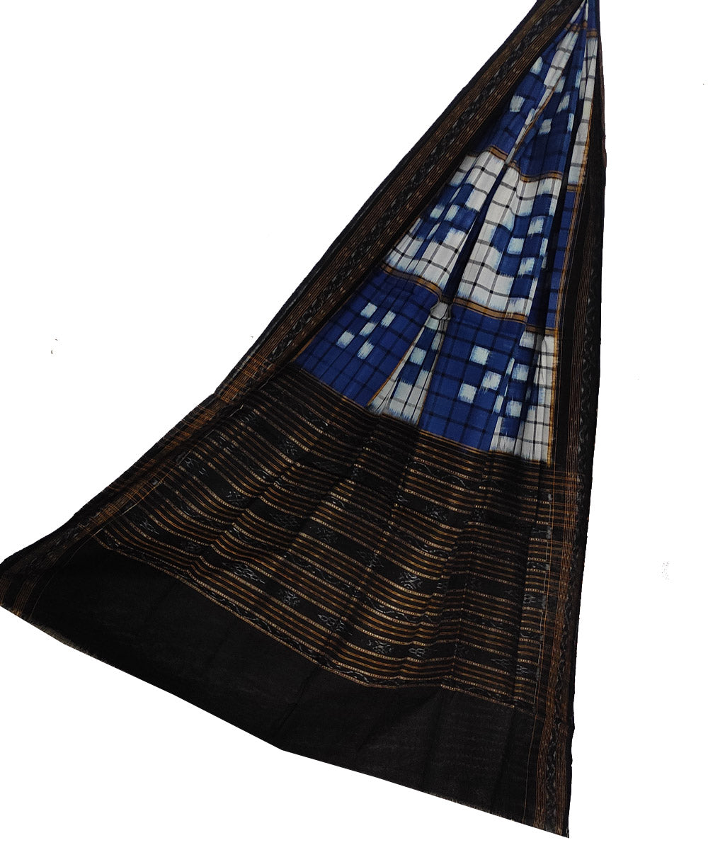 Black blue handloom cotton sambalpuri dupatta