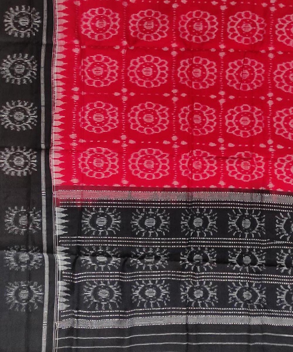 Red black handloom sambalpuri cotton dupatta