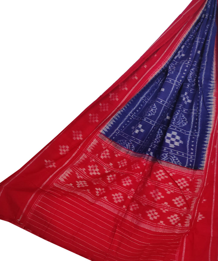 Navy blue red handloom cotton sambalpuri dupatta