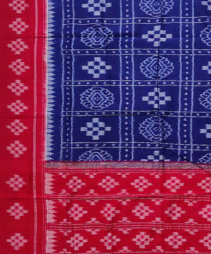 Navy blue red handloom cotton sambalpuri dupatta