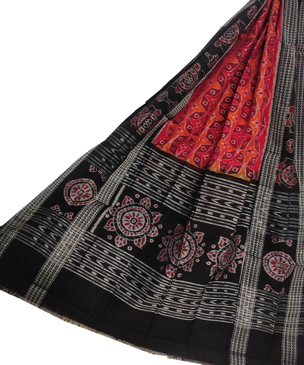 Multicolor black cotton handloom sambalpuri dupatta