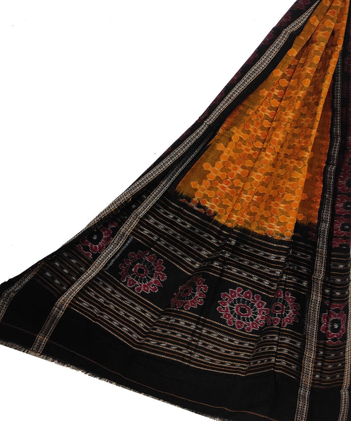 Yellow black handloom sambalpuri cotton dupatta