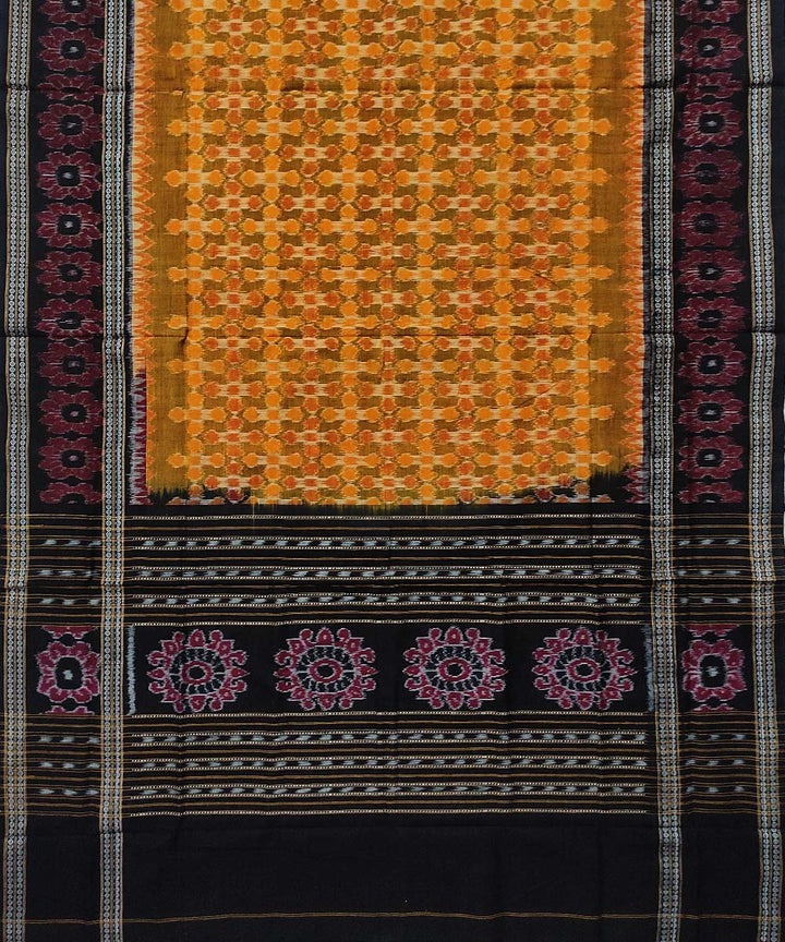 Yellow black handloom sambalpuri cotton dupatta