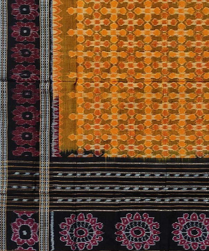 Yellow black handloom sambalpuri cotton dupatta