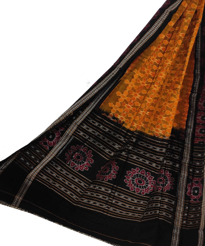 Yellow black sambalpuri handloom cotton dupatta