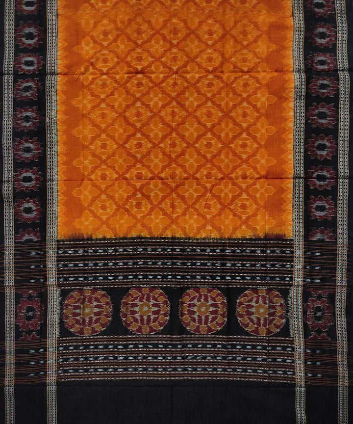 Yellow black sambalpuri handloom cotton dupatta