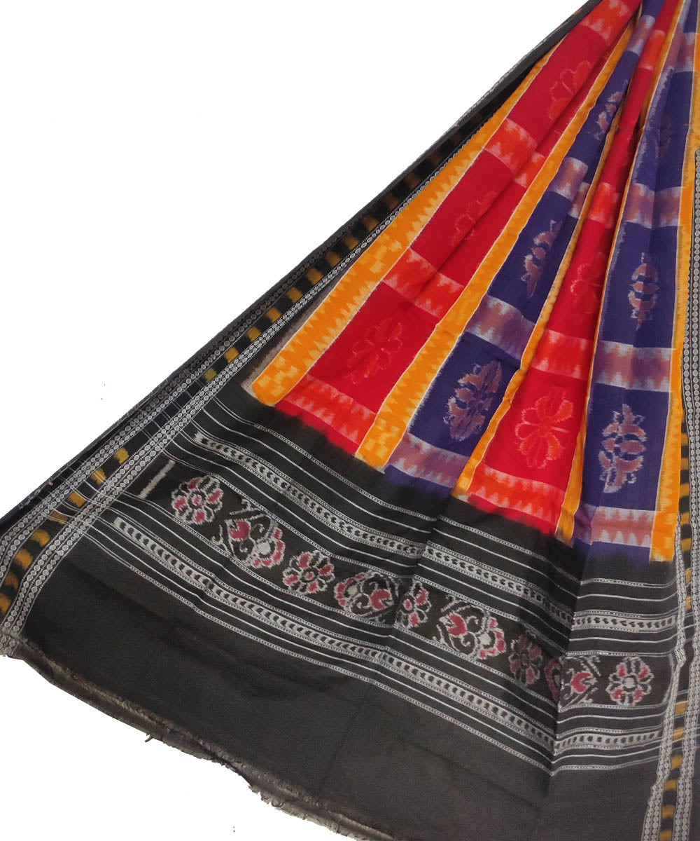 Red blue yellow handloom cotton sambalpuri dupatta