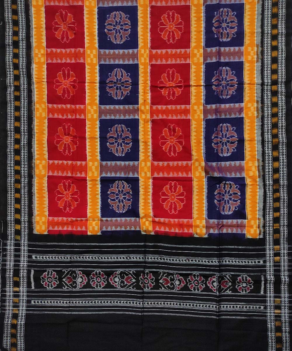 Red blue yellow handloom cotton sambalpuri dupatta