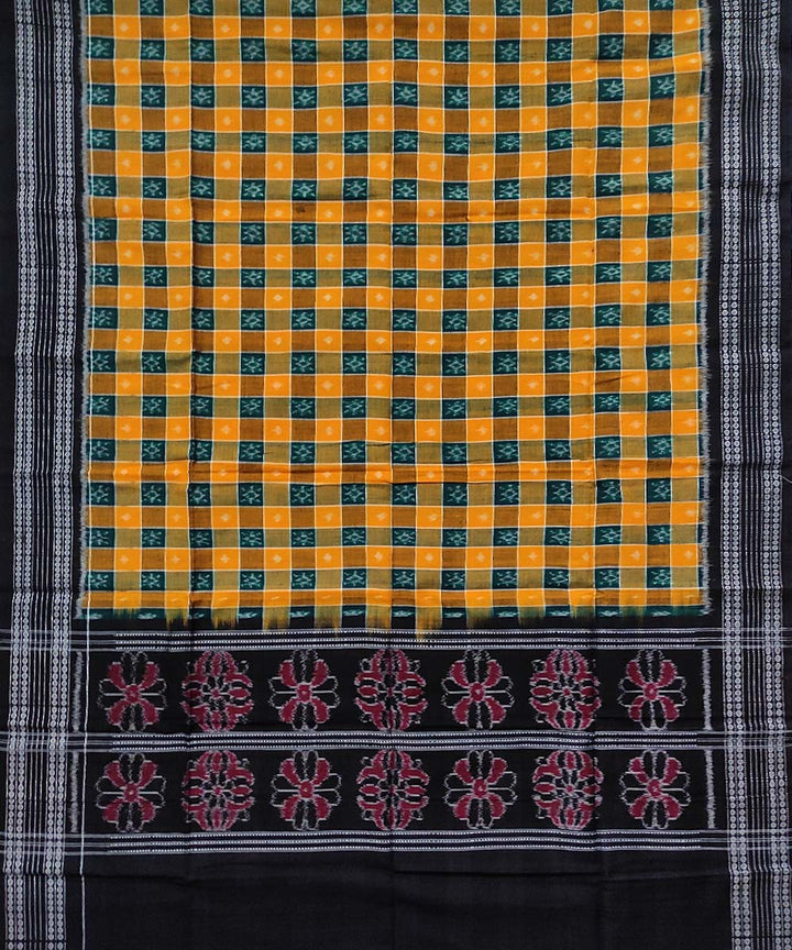 Yellow black handloom cotton sambalpuri dupatta