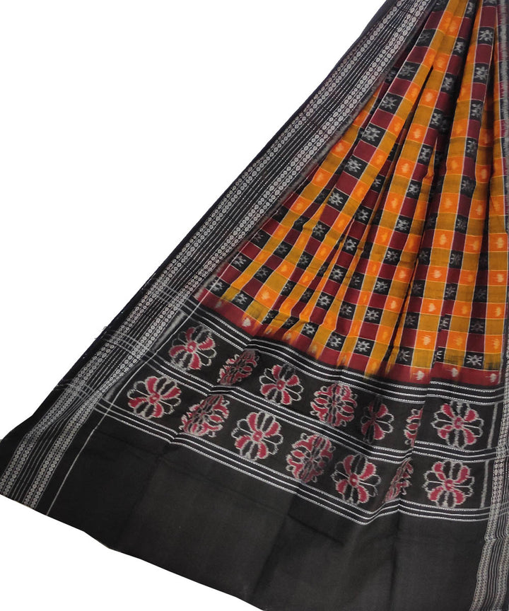 Maroon black handloom cotton sambalpuri dupatta