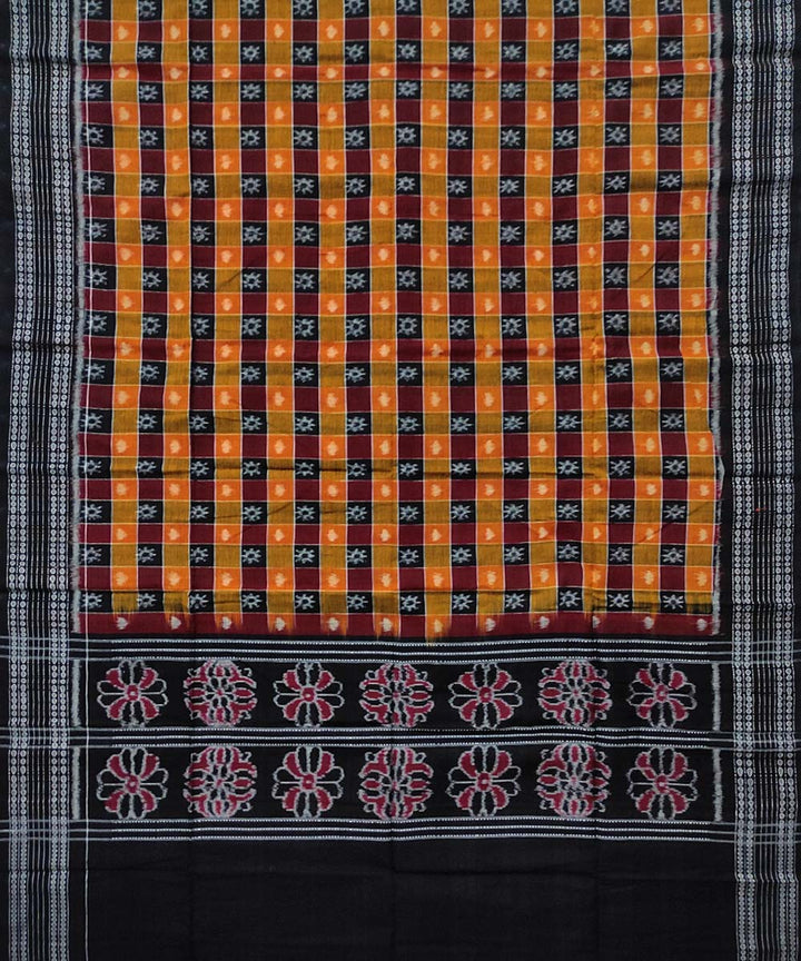 Maroon black handloom cotton sambalpuri dupatta