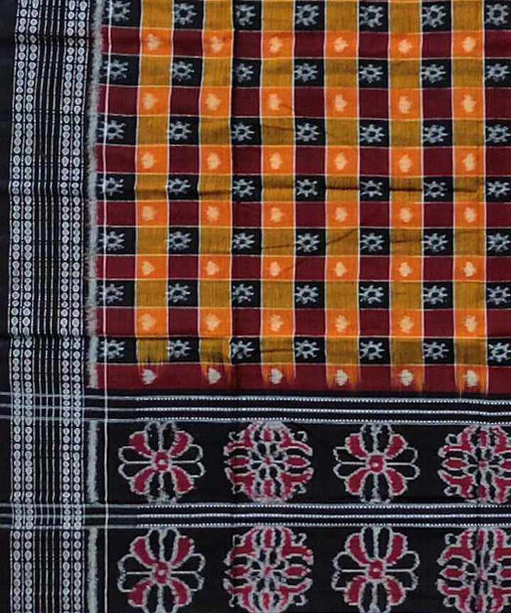 Maroon black handloom cotton sambalpuri dupatta