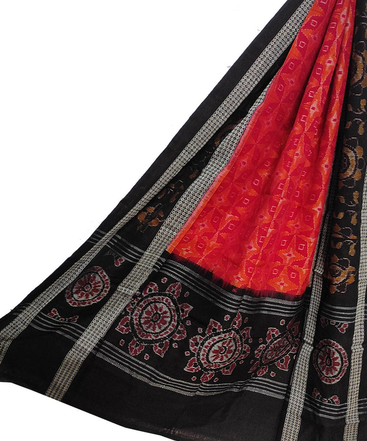 Red black sambalpuri cotton handloom dupatta