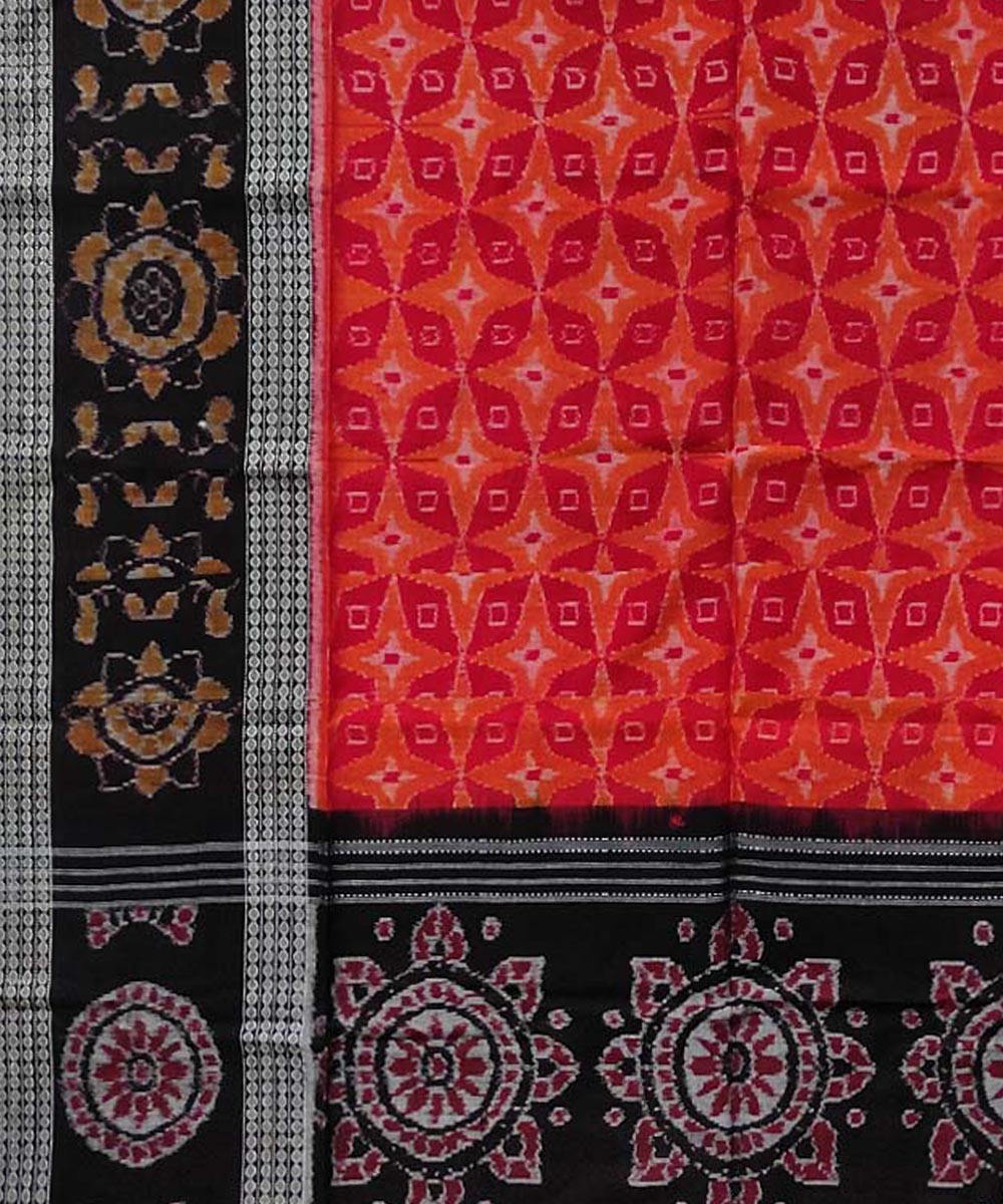 Red black sambalpuri cotton handloom dupatta