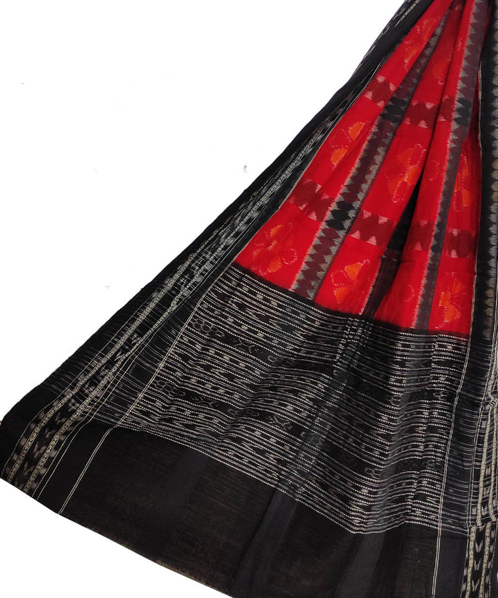 Red black check handloom cotton sambalpuri dupatta