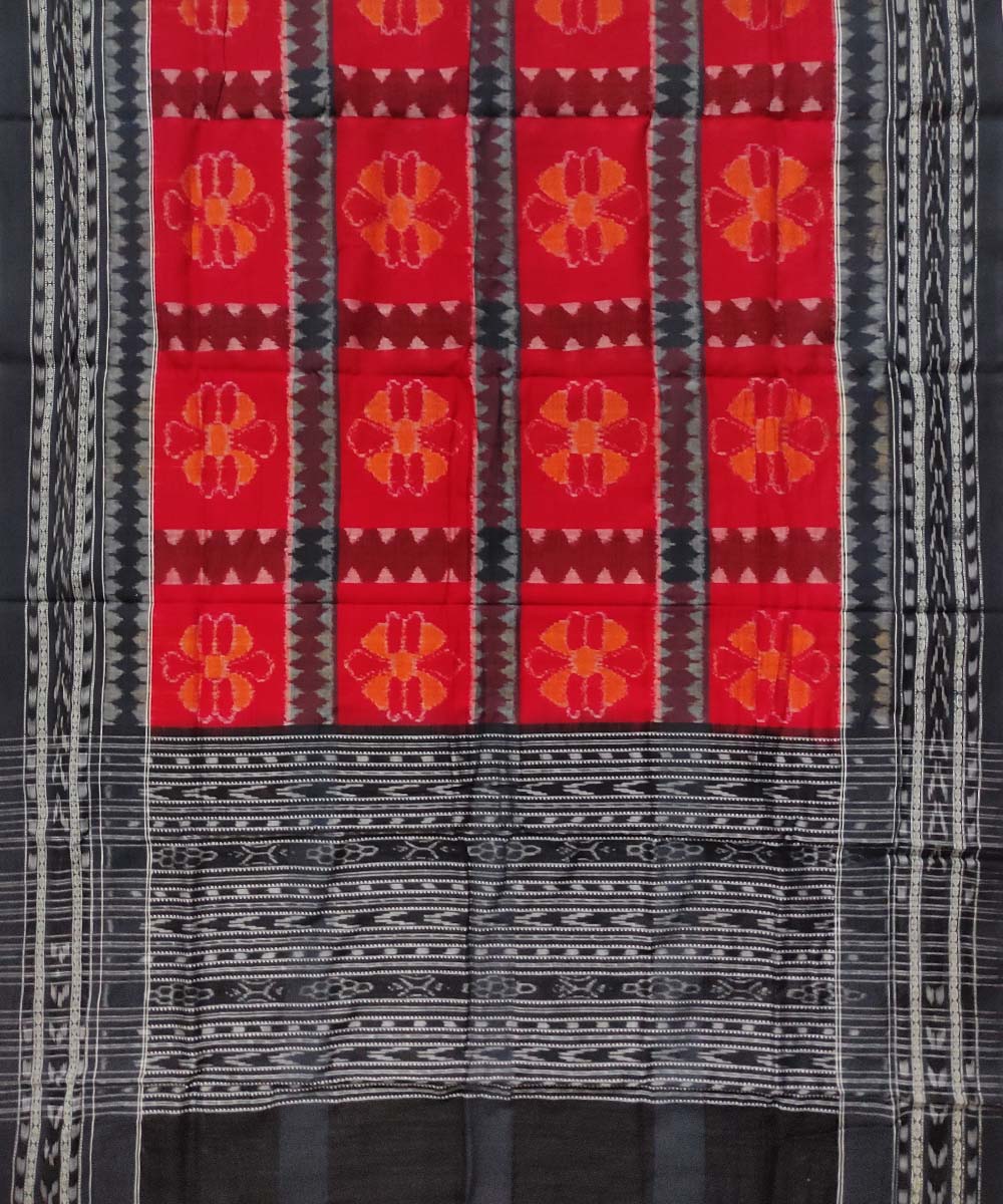 Red black check handloom cotton sambalpuri dupatta